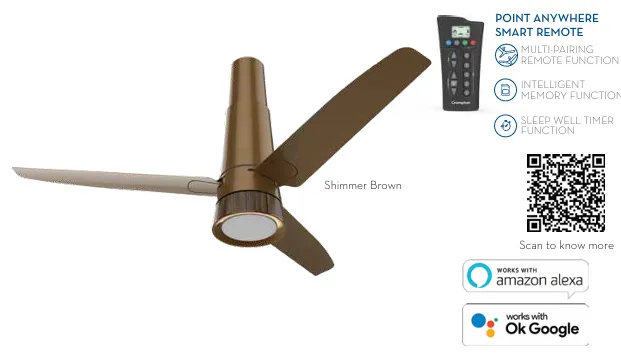 Crompton Ceiling Fan Energion Roverr Smart Under Light 1200 mm